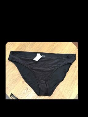 XXL aerie Black Ribbed Shine Bikini Bottoms- discontinued